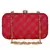 Anekaant Web Embroidered Sequines Faux Silk Clutch Red & Gold