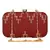 Anekaant Web Textured Sequines Faux Silk Clutch Maroon & Gold