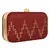 Anekaant Web Textured Sequines Faux Silk Clutch Maroon & Gold