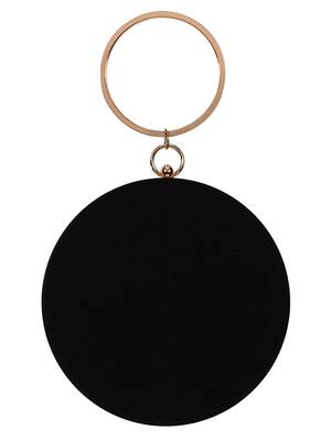 Anekaant Gala Embroidered Velvet Round Clutch Black & Multi 3
