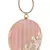 Anekaant Gala Sequines Embellished Faux Silk Round Clutch Baby Pink & White