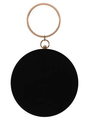 Anekaant Gala Embroidered Velvet Round Clutch Black & Copper 3
