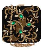 Anekaant Vista Embellished Velvet Box Clutch Black & Multi