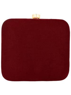 Anekaant Vista Sequines Embellished Velvet Box Clutch Wine & Gold 3