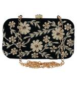 Anekaant Adorn Embellished Velvet Clutch Bottle Green & Gold