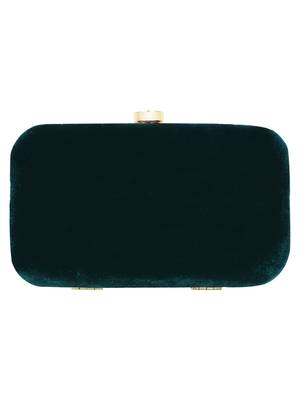 Anekaant Adorn Embellished Velvet Clutch Bottle Green & Gold 3