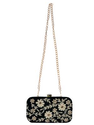 Anekaant Adorn Embellished Velvet Clutch Bottle Green & Gold 4