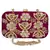 Anekaant Adorn Sequines Embellished Velvet Clutch Magenta & Gold