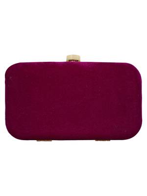 Anekaant Adorn Sequines Embellished Velvet Clutch Magenta & Gold 3