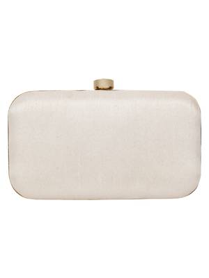 Anekaant Adorn Embroidered Faux Silk Clutch White & Multi 3