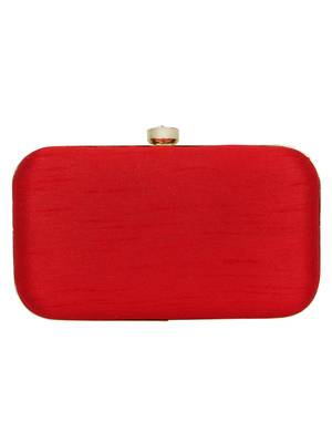 Anekaant Adorn Embellished Faux Silk Clutch Red & White 3