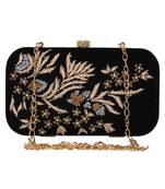 Anekaant Adorn Embroidered Velvet Clutch Black & Multi