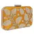 Anekaant Adorn Embellished Faux Silk Clutch Yellow & Pearl Gold