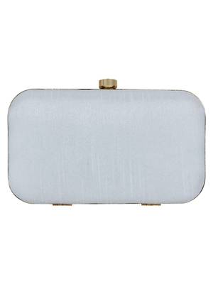 Anekaant Adorn Embroidered Faux Silk Clutch White & Multi 3