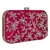 Anekaant Adorn Embellished Faux Silk Clutch Magenta Pink & Gold