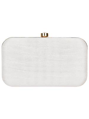 Adorn Embroidered Faux Silk Clutch White & Multi 3