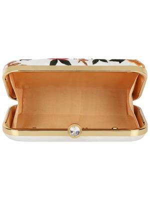 Adorn Embroidered Faux Silk Clutch White & Multi 5