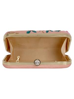 Adorn Embroidered Velvet Clutch Peach & Multi 5
