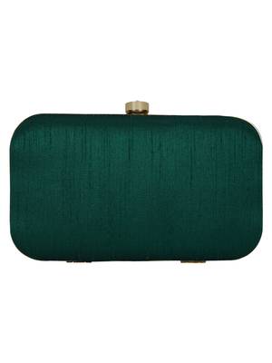 Anekaant Adorn Embroidered Faux Silk Clutch Green & Multi 3