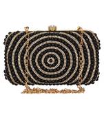 Anekaant Adorn Embellished Faux Silk Clutch Black & Gold