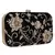 Anekaant Adorn Sequines Embellished Velvet Clutch Black & Gold