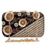 Anekaant Adorn Embellished Velvet Clutch Black & Antique