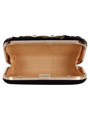 Anekaant Adorn Embellished Velvet Clutch Black & Antique 5
