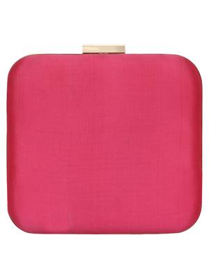 Anekaant Spiffy Embellished Faux Slik Clutch Fuschia Pink 3