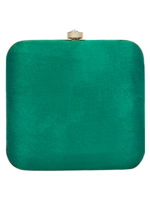 Anekaant Vista Embellished Faux Slik Clutch Rama Green & Gold 3
