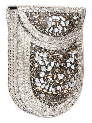 Anekaant Jewel Mosaic Metal Clutch Sliver & Multi 2