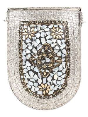 Anekaant Jewel Mosaic Metal Clutch Sliver & Multi 3