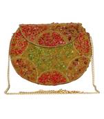 Anekaant Jewel Mosaic Metal Clutch Gold & Multi