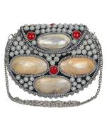 Anekaant Marvelous Mosaic Metal Shells Clutch Sliver