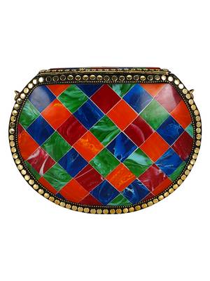 Anekaant Marvelous Mosaic Metal Marble Clutch Multi 3