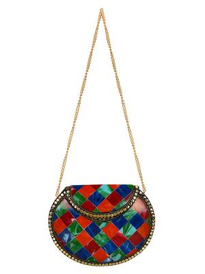 Anekaant Marvelous Mosaic Metal Marble Clutch Multi 4
