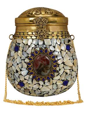 Anekaant Cask Mosaic Metal Clutch White & Multi 1