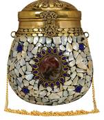 Anekaant Cask Mosaic Metal Clutch White & Multi