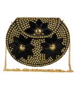 Anekaant Jewel Mosaic Metal Clutch Gold & Black