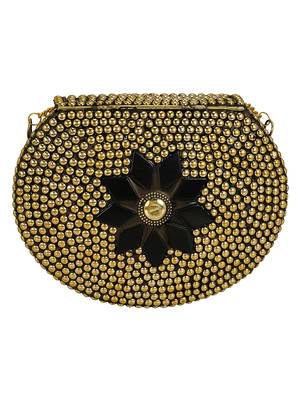 Anekaant Jewel Mosaic Metal Clutch Gold & Black 3