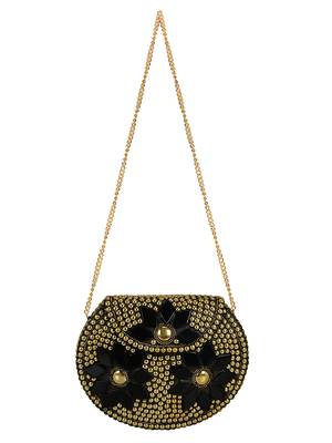 Anekaant Jewel Mosaic Metal Clutch Gold & Black 4