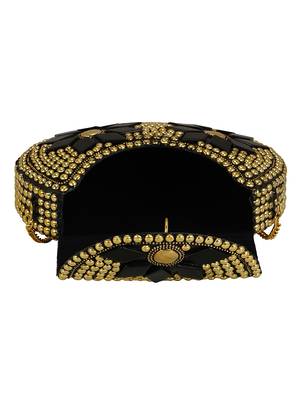 Anekaant Jewel Mosaic Metal Clutch Gold & Black 5