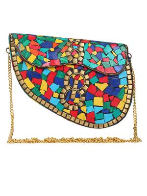 Anekaant Spiffy Mosaic Metal Clutch Multi 1