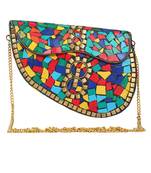 Anekaant Spiffy Mosaic Metal Clutch Multi