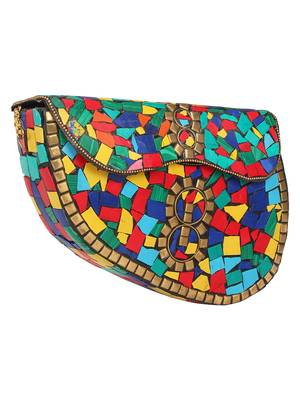 Anekaant Spiffy Mosaic Metal Clutch Multi 2