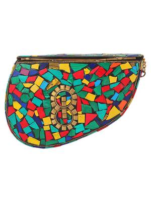 Anekaant Spiffy Mosaic Metal Clutch Multi 3
