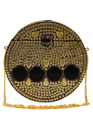 Anekaant Gala Mosaic Metal Clutch Gold & Black 1