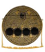 Anekaant Gala Mosaic Metal Clutch Gold & Black