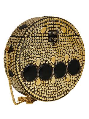 Anekaant Gala Mosaic Metal Clutch Gold & Black 2