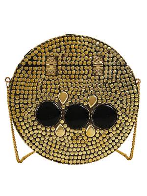 Anekaant Gala Mosaic Metal Clutch Gold & Black 3