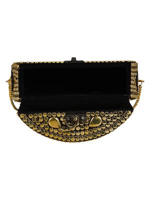 Anekaant Gala Mosaic Metal Clutch Gold & Black 5